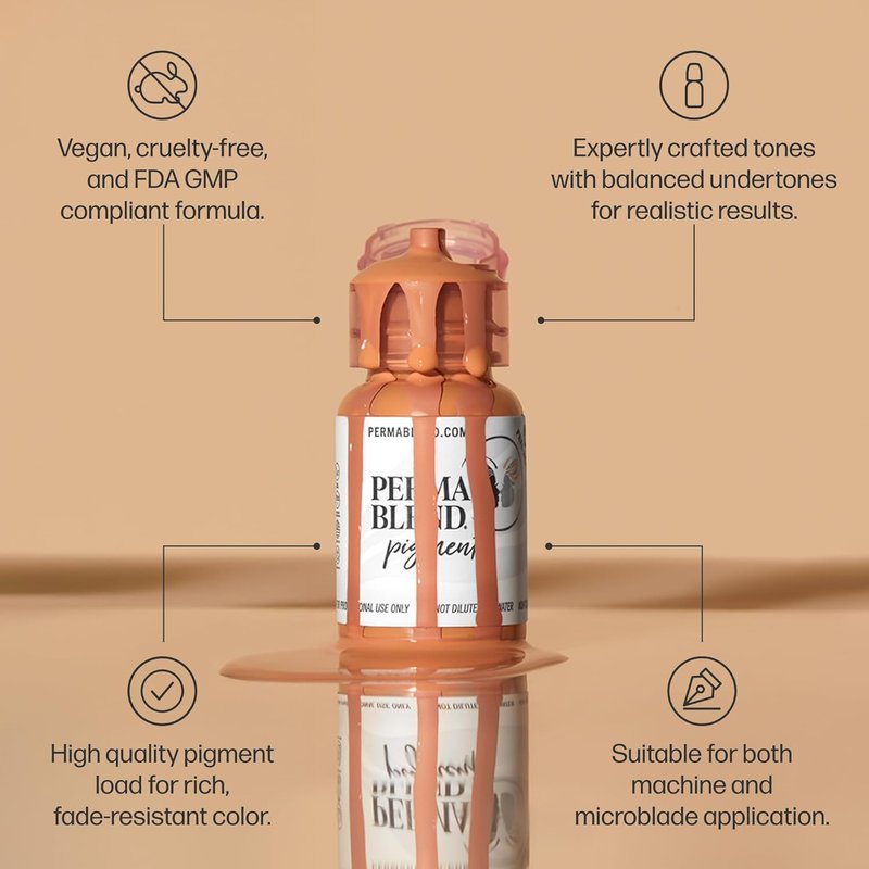 Perma Blend Taupe Tattoo Ink - Cool Light Brown Eyebrow Pigment - Vegan-Friendly, High Density Color | 0.5 oz