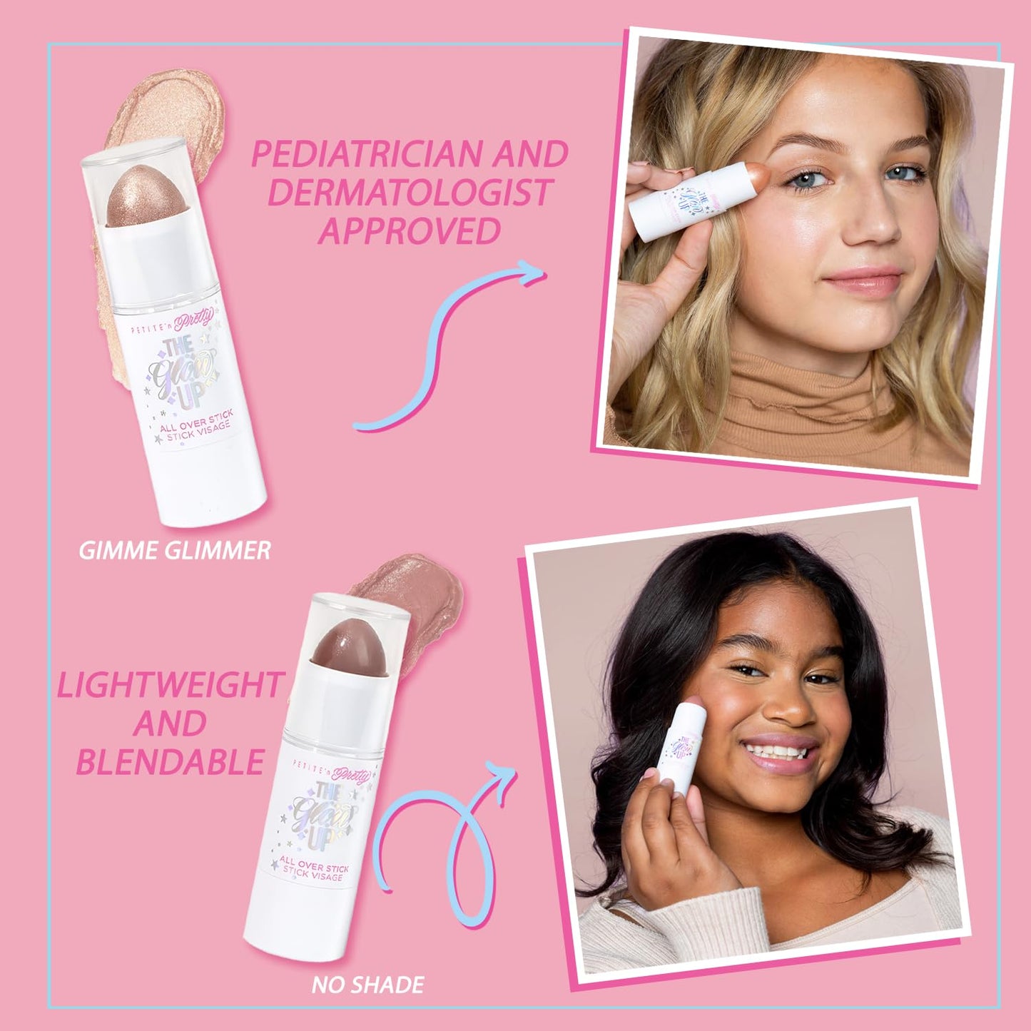 Petite 'n Pretty - Double the Glow All Over Stick Duo for Kids, Children, Tweens and Teens - Made in the USA (Double the Glow)