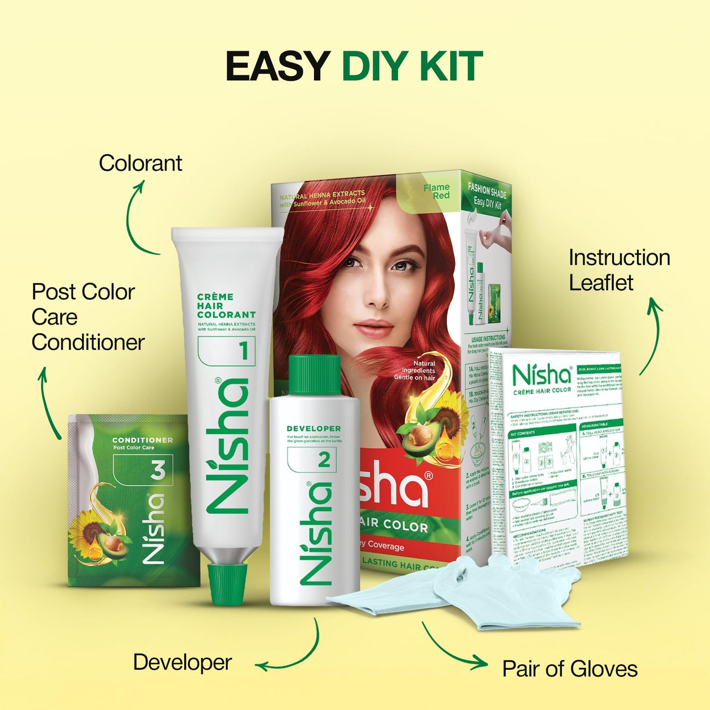 Nisha Creme Hair Color Flame Red Hair Dye Permanent Red Hair Colour 5.07 fl oz, Pack of 1