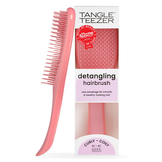Tangle Teezer Ultimate Detangler Curly Hair Brush, Dry & Wet Hairbrush, Reduces Frizz & Breakage, for 3C to 4C Curly Hair Types, Coral Pink