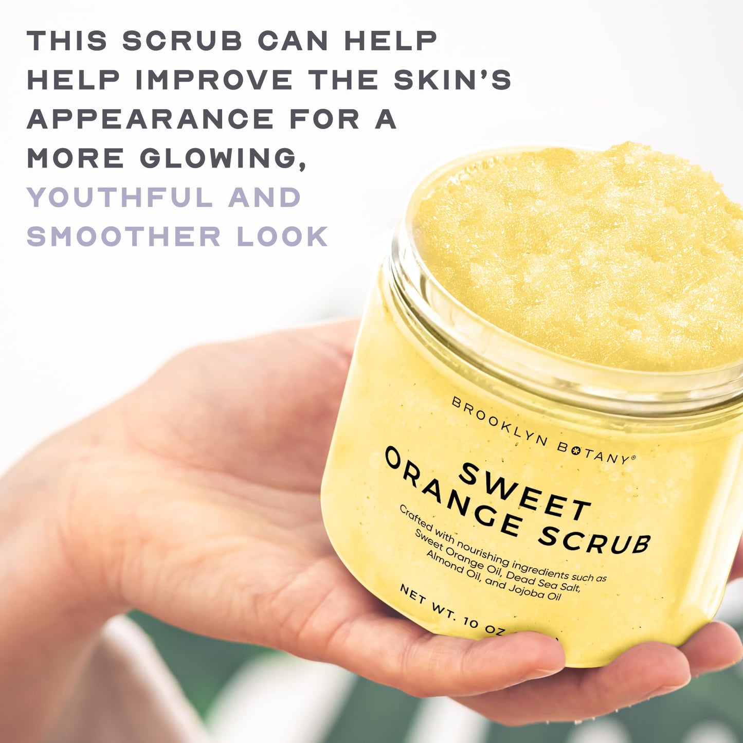 Brooklyn Botany Sweet Orange Body Scrub - Moisturizing and Exfoliating Body, Face, Hand, Foot Scrub - Fights Stretch Marks, Fine Lines, Wrinkles - Great Gifts for Women & Men - 10 oz