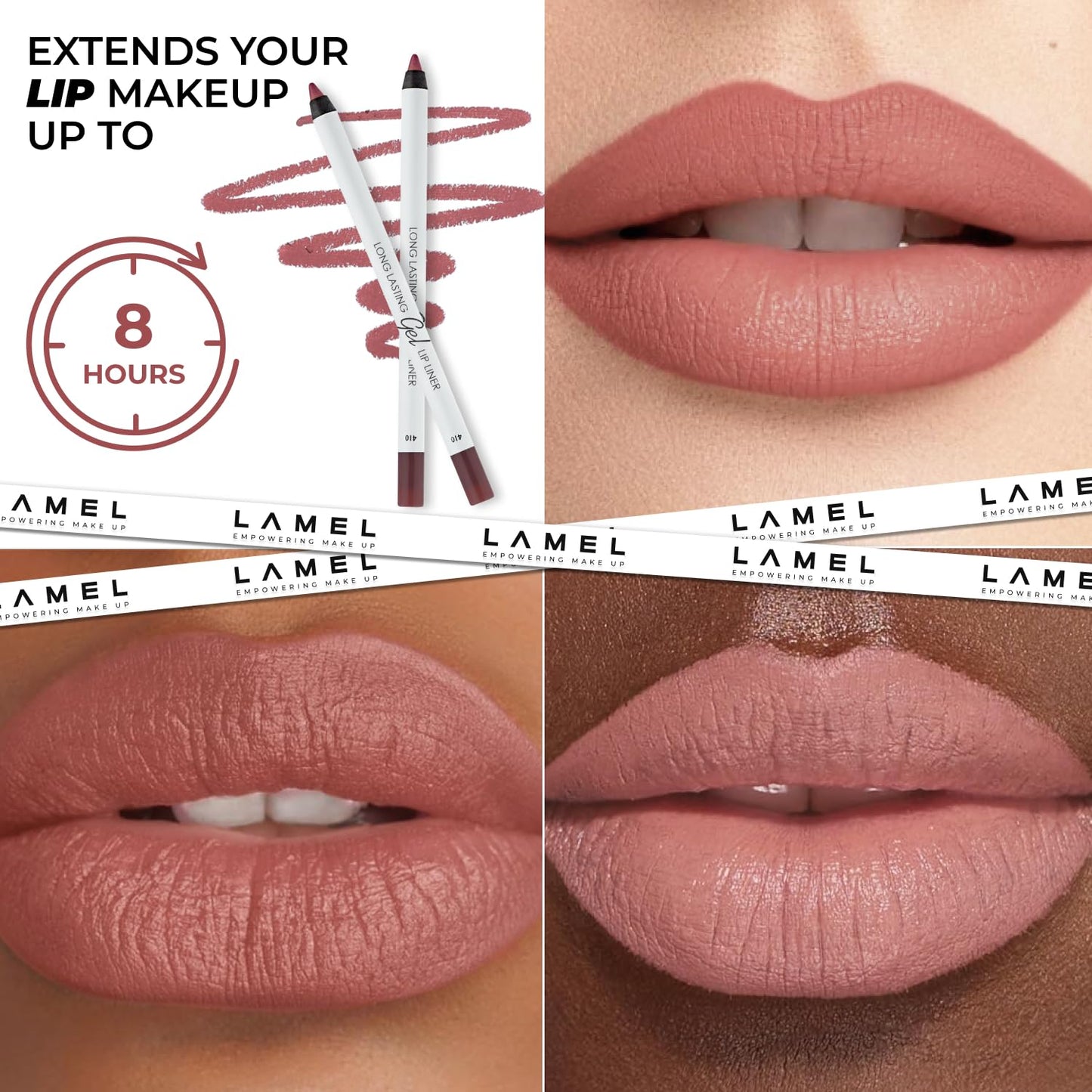 Lamel Gel Lip Liner Pencil – 5 Pack – 2-in-1 Waterproof Lip Liner Set