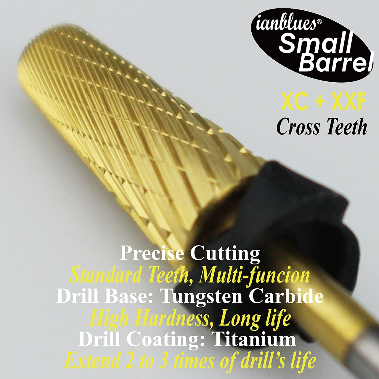 5 in 1 Nail Drill Bit Set - Professional E-File for Manicure | Mixed Sizes, Cross Cut, 3/32” Shank