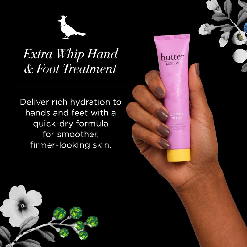butter LONDON Extra Whip Hand & Foot Treatment - Moisturizing Cream for Fine Lines, Wrinkles & Age Spots - Travel Size Hand & Foot Care for Women & Men for Smoother, Firmer-Looking Skin, Cruelty-Free