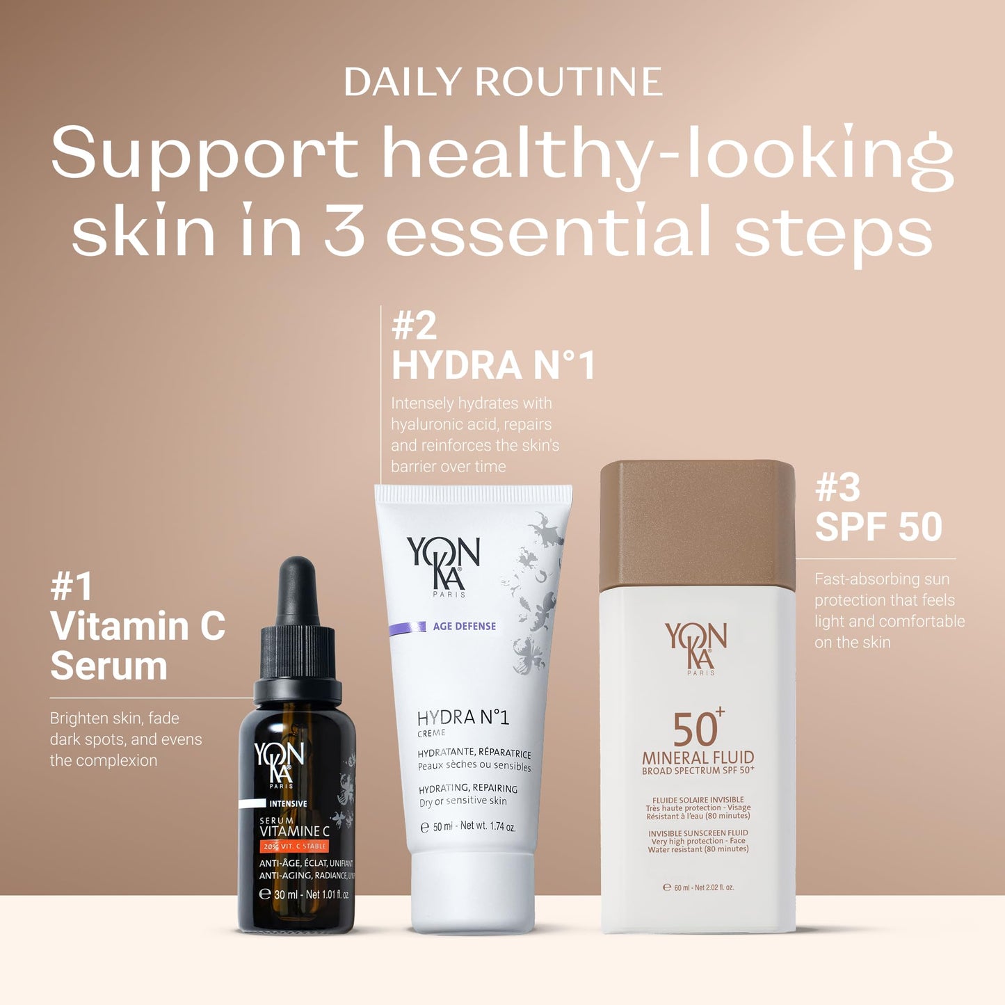 YONKA PARIS SPF 50 Mineral Fluid | Weightless Sheer Sunscreen No White Cast | 100% Non Nano Zinc Oxide Niacinamide | Fragrance Free Water Resistant | Daily Facial Sun Protection | 1 Fl Oz