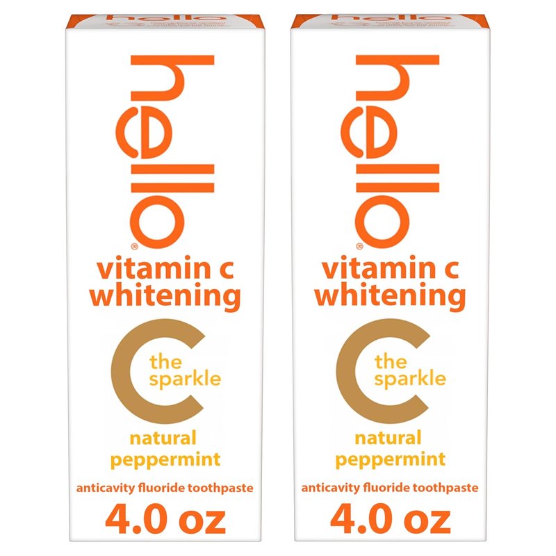 Vitamin C Whitening Toothpaste - SLS Free Fluoride Formula | Natural Peppermint, 2 Pack, 4 Oz Tubes