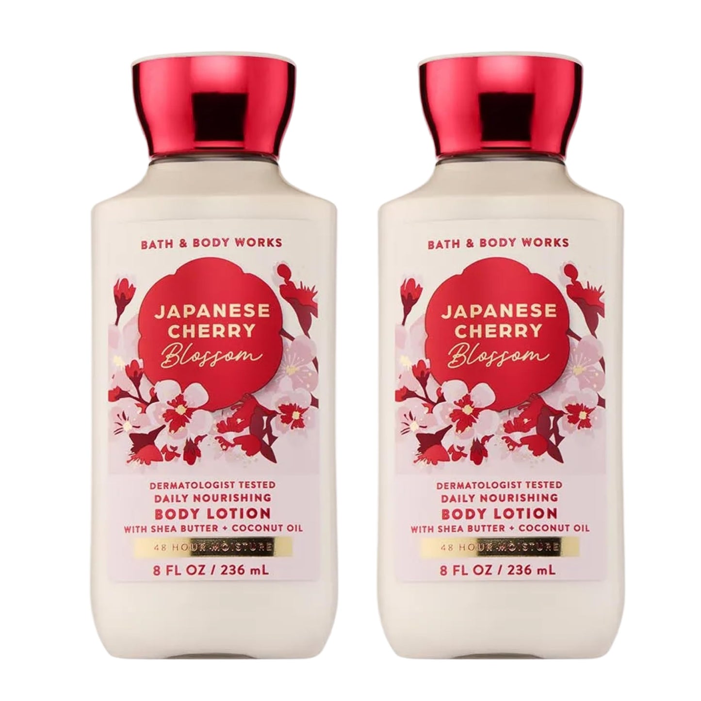 Bath & Body Works Japanese Cherry Blossom Body Lotion, Lightweight Daily Moisturizer with Shea Butter & Coconut Oil, Iconic Floral Scent, 8 fl oz - 2 Pack
