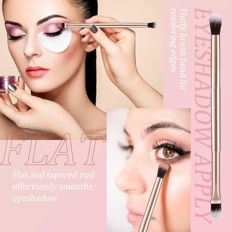 Bokon 50 Pcs Eyeshadow Smudge Brush Set - 2-in-1 Double-Ended Applicators for Blending Eye Shadow & Concealer | Soft Firm Pointed Tips