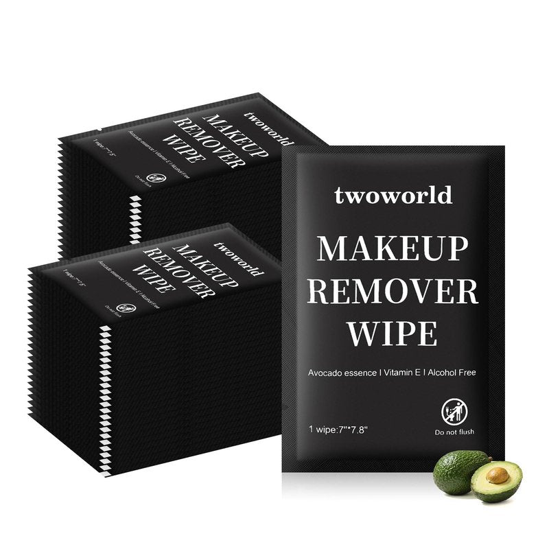Makeup Remover Wipes Bulk Individually Wrapped,Travel Makeup Wipes Gentle for Face Cleansing Mascara Lipstick Travel Hotel（black,pack of 150)