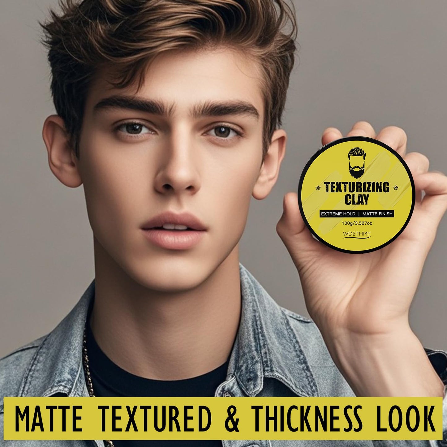 WDETHMY Hair Clay For Men, High Hold & Low Shine Men's Matte Clay, Long-lasting Hold and Easy Wash Hair Styling Cream, No-greasy Formula, Add Volume & Texture Hair Styling Products