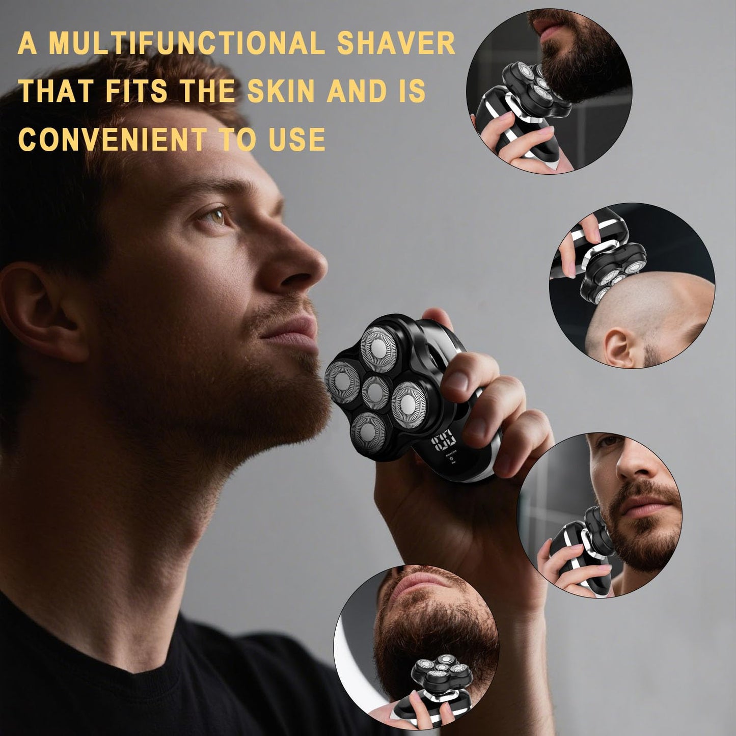 LQT Head Shaver for Bald Men | Wet & Dry Electric Shaver with 5D Floating Head & Magnetic Blades | Rechargeable Razor with LED Display & 3-Second Safety Lock
