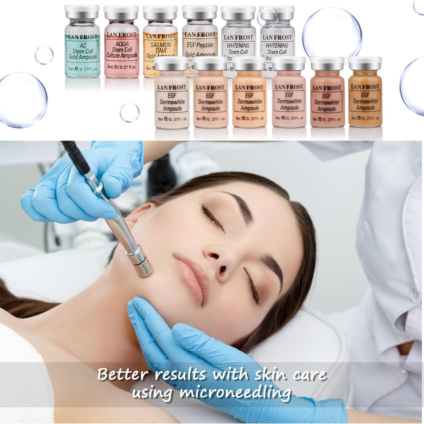 Facial Glow Starter Kit Hyaluronic Acid Serum Foundation Skincare Mix Kit 0.27oz Hyaluronic Ampoule and Essence Foundation, 12 Vial Pigment Skincare Kit with Serum