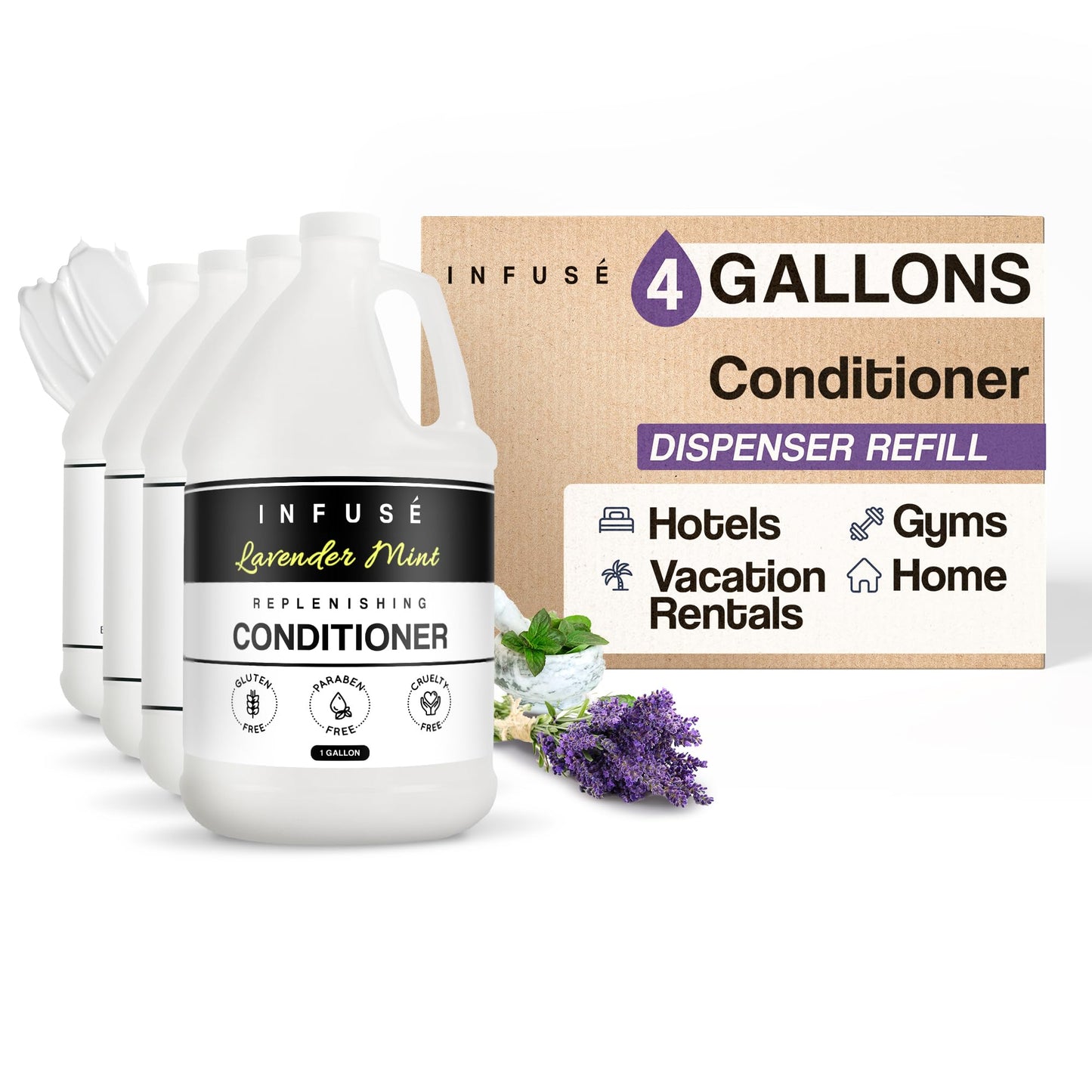 Infuse Lavender Mint Hotel | 1 Gallon | For Hospitality & Vacation Rentals to Refill Dispensers | (Single Gallon)