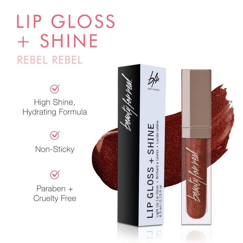 Beauty For Real Lip Kit, Love You So - Gloss + Shine (Rebel Rebel) & D-Fine Lip Pencil (Neutral Deep) - Non-Sticky Plumping & Hydrating Gloss and Complementary, Long-Wear Liner