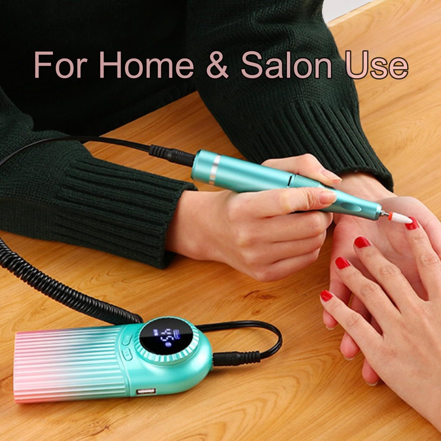 35000RPM Professional Portable Nail Drill Electric File Rechargeable Nail E File Machine with Bits & Clean Brush for Acrylic Nails Remove Nail Gel Polish Manicure for Salon Home,Cordless(Blue Purple)