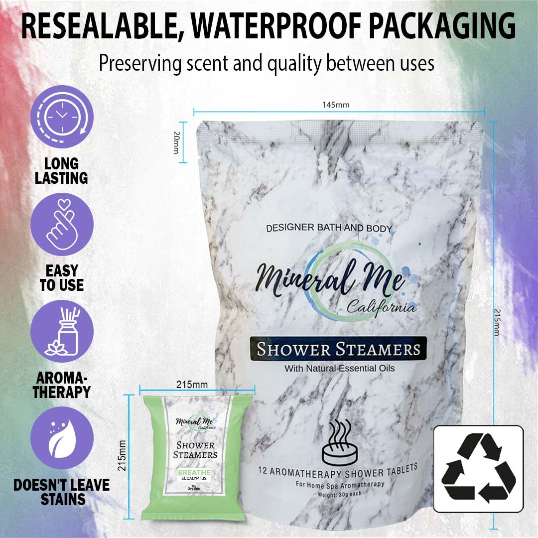 Shower Steamers Aromatherapy - 12pc Shower Bombs Vapor Tablets w/Organic Essential Oils for Vaporizing Steam Spa, Bath Bombs Tablets, Birthday, Selfcare Gifts for Women, Men, Wife, Husband
