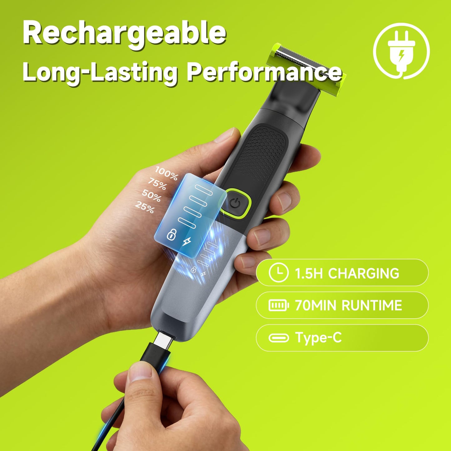 SEIHAI Body Hair Trimmer for Men, Electric Groin & Pubic Hair Trimmer, Painless Body Groomer for Chest, Legs, Bikini, Waterproof Wet/Dry USB-C Rechargeable with Self-Sharpening Blades & 6 Guide Combs