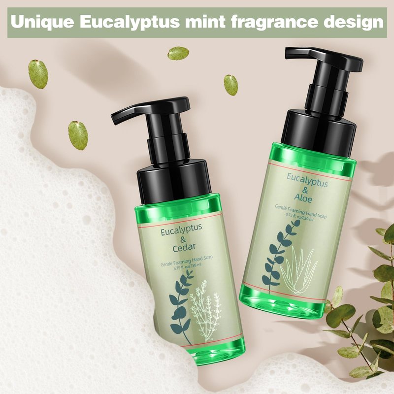 Swiffen 6 Pack Eucalyptus Foaming Hand Soap with Pump Care Moisturizing Liquid Eucalyptus Scented Foam Hand Wash 2026 New Year Gifts for Kitchen Bathroom Family Teacher Staff 8.75 Fl. oz