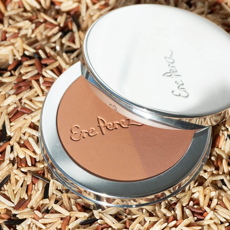 Ere Perez Natural Rice Powder Blush & Bronzer Duo - Buildable, Oil-Absorbing Formula | Vegan, Cruelty-Free, Chamomile (Roma)