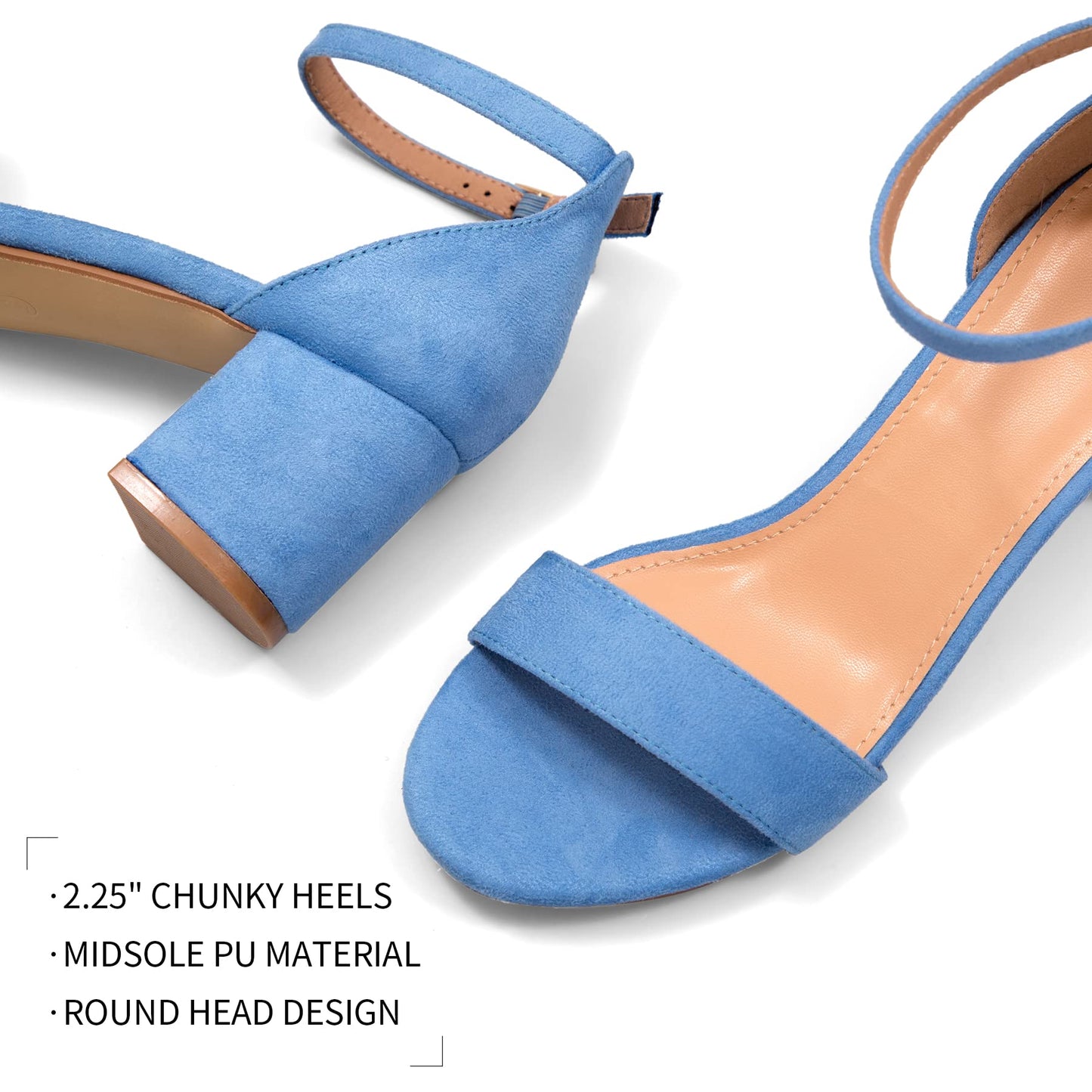 mysoft Women's Chunky Low Heels Open Toe Block Heeled Dress Ankle Strap Pump Wedding Sandals