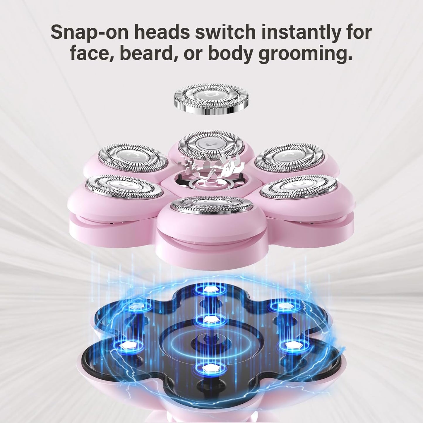 3-in-1 Electric Razor for Women - Painless Bikini Trimmer & Body Shaver | IPX7 Waterproof, Rechargeable Pink Design