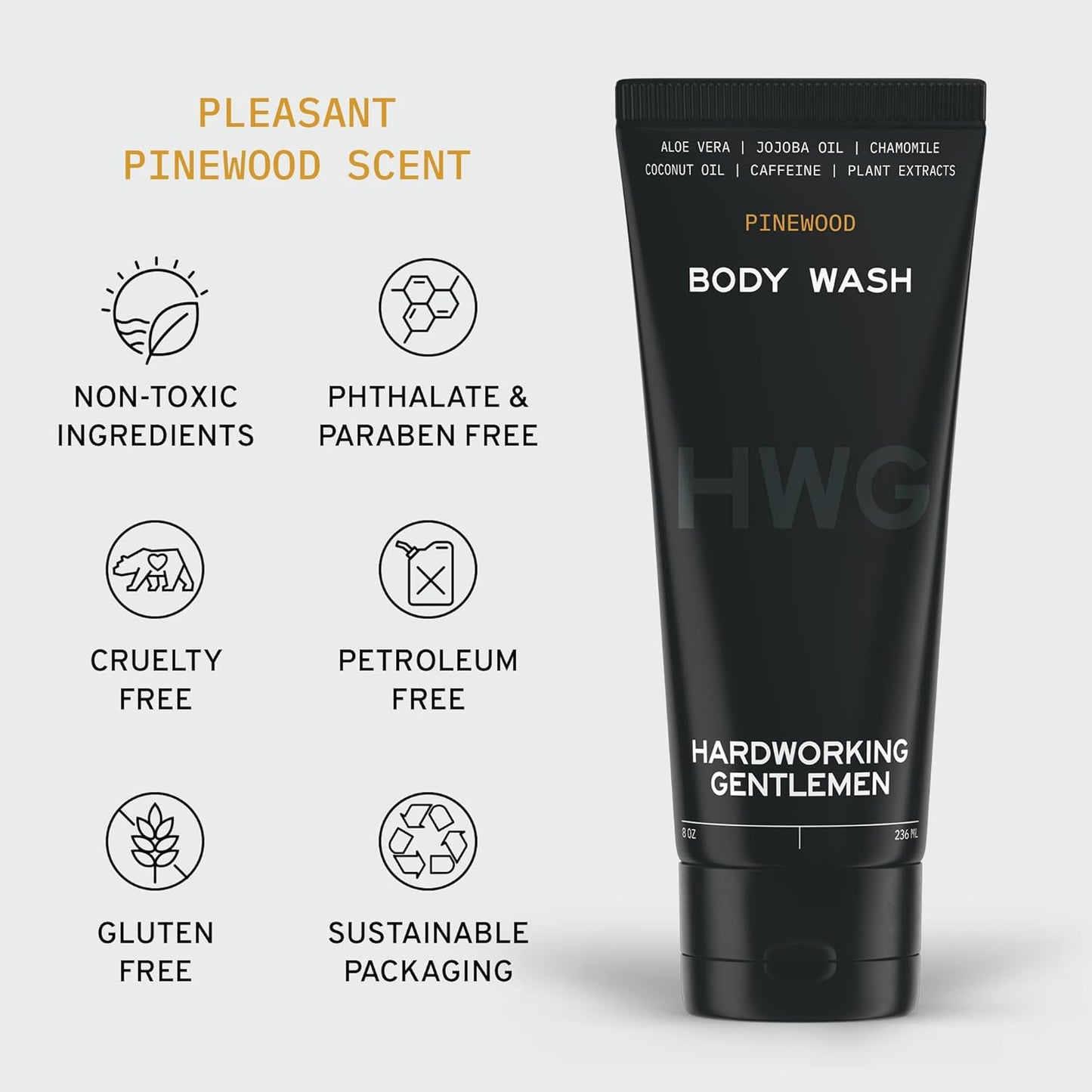 Natural Body Wash - Soothing Pinewood Scent | Organic Ingredients for Clean, Moisturized Skin
