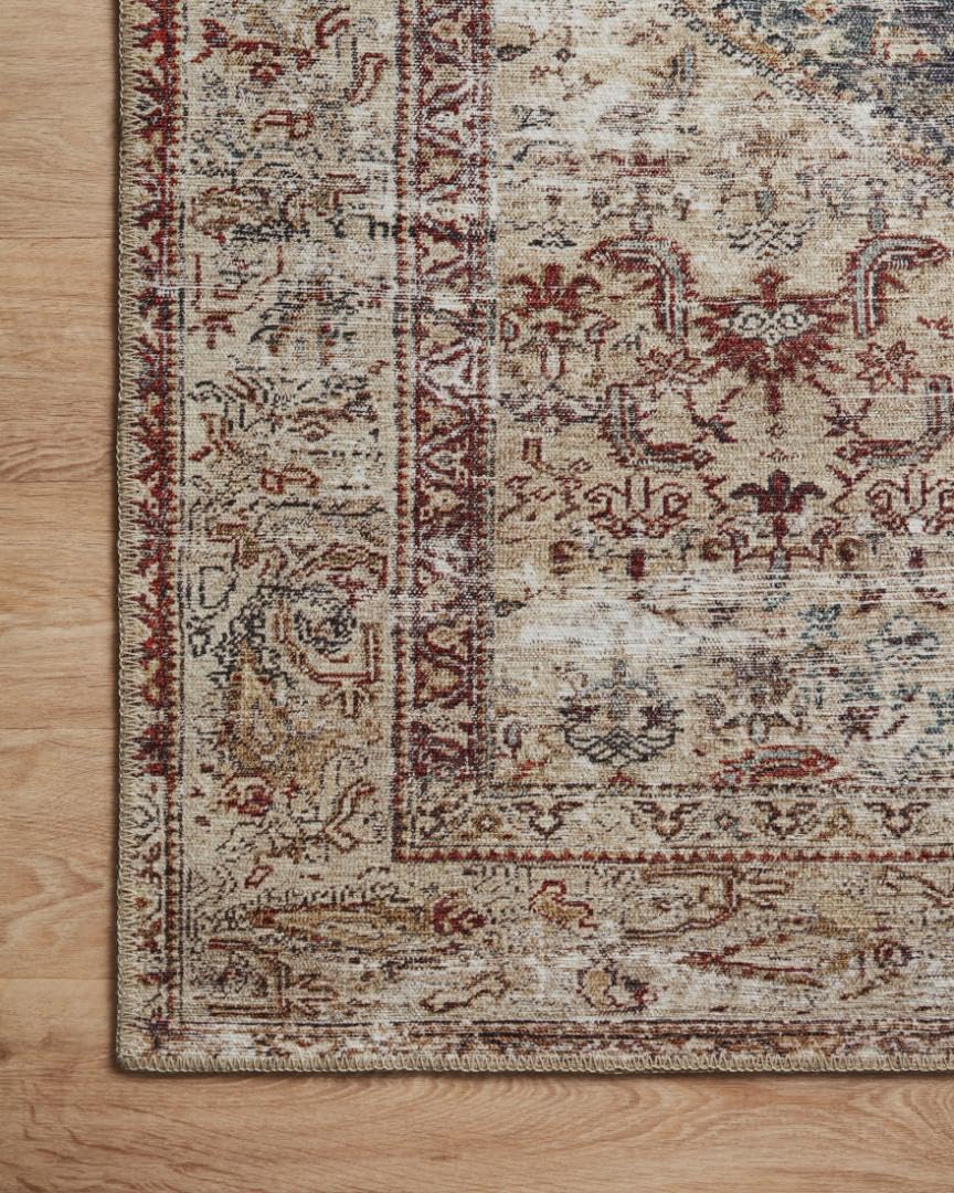 Loloi Amber Lewis Georgie Collection GER-04 Teal/Antique 5'-0" x 7'-6", .19" Pile Height, Area Rug