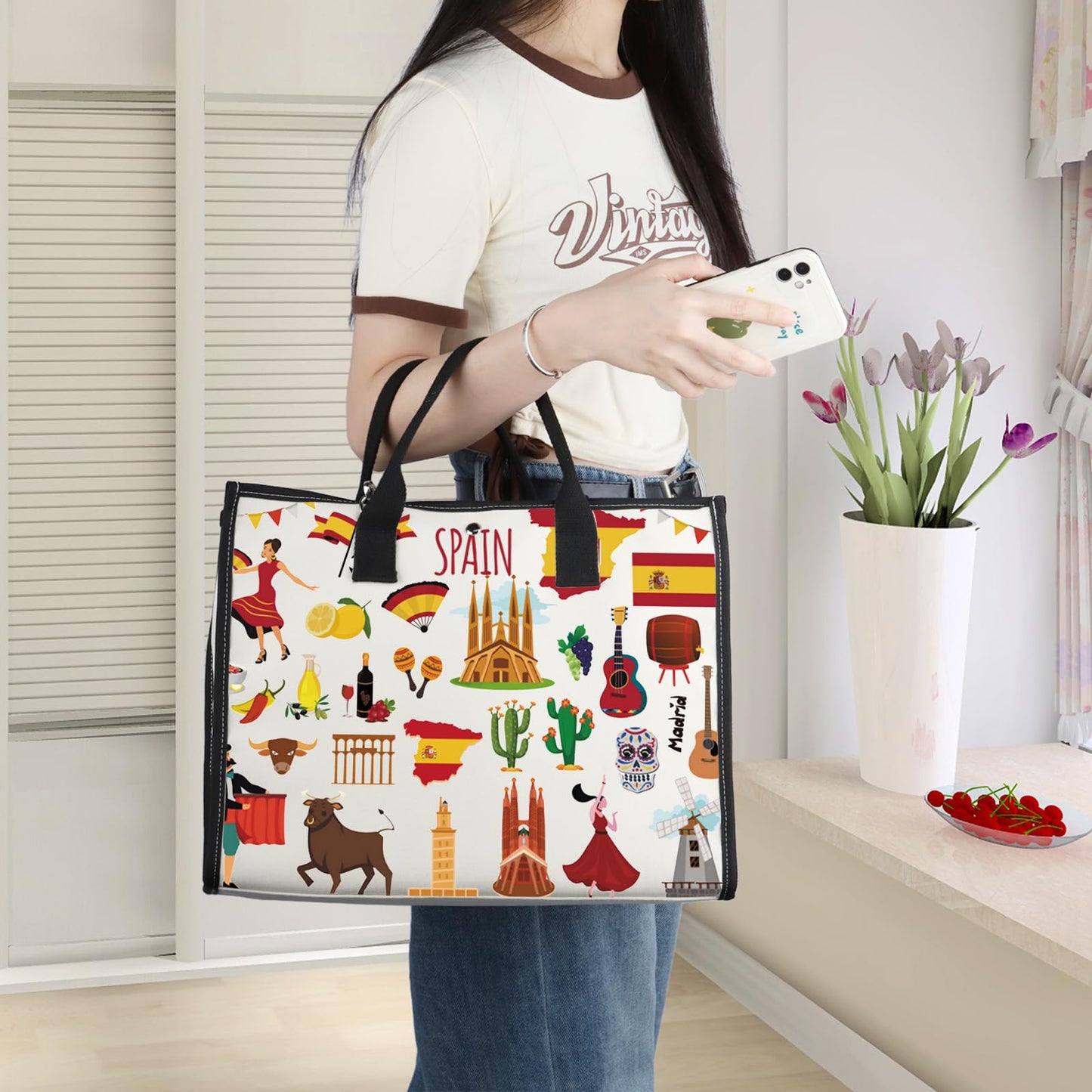 WZMPA Spain Travel Bag - Souvenir Gift Vacation Makeup Zipper Pouch Bag For Trip