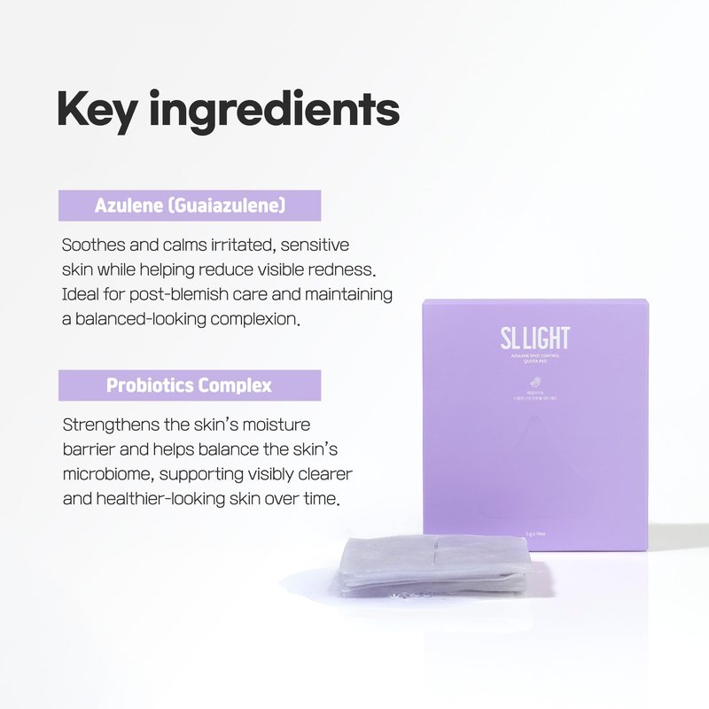 SLLIGHT Azulene Spot Control Quota Facial Pad (14 Pads, 1 Box) | Calming & Soothing Skincare for Sensitive Skin | Quick SOS Rescue Pad to Visibly Reduce Redness & Blemishes | Gentle Emergency Care