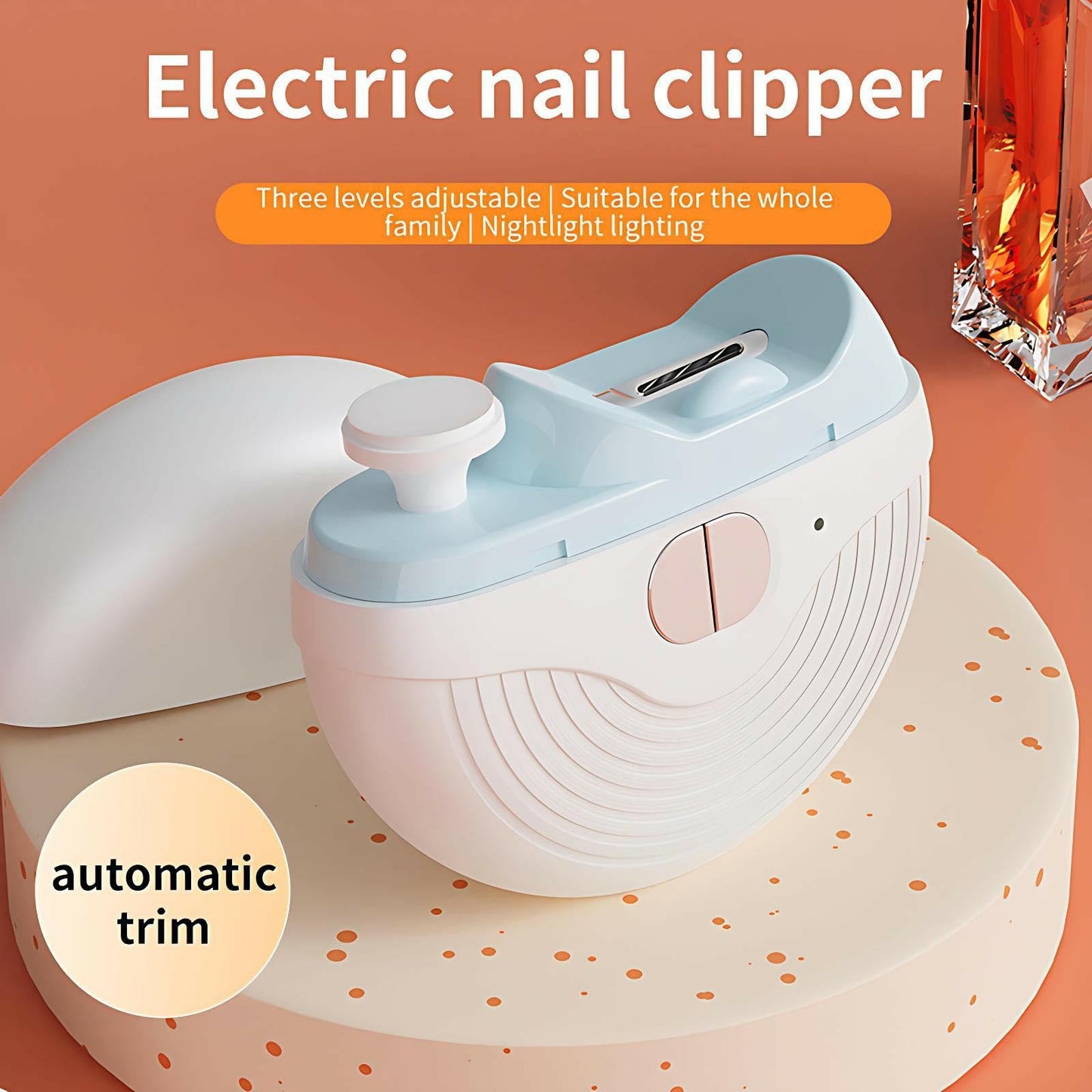 Electric Nail Clipper for Seniors & Adults, 2-in-1 Electric Toenail & Fingernail Clipper with 2 Grinding Heads, Gentle Nail Trimmer for Thick & Hard Nails, Low Noise, USB Rechargeable & Portable