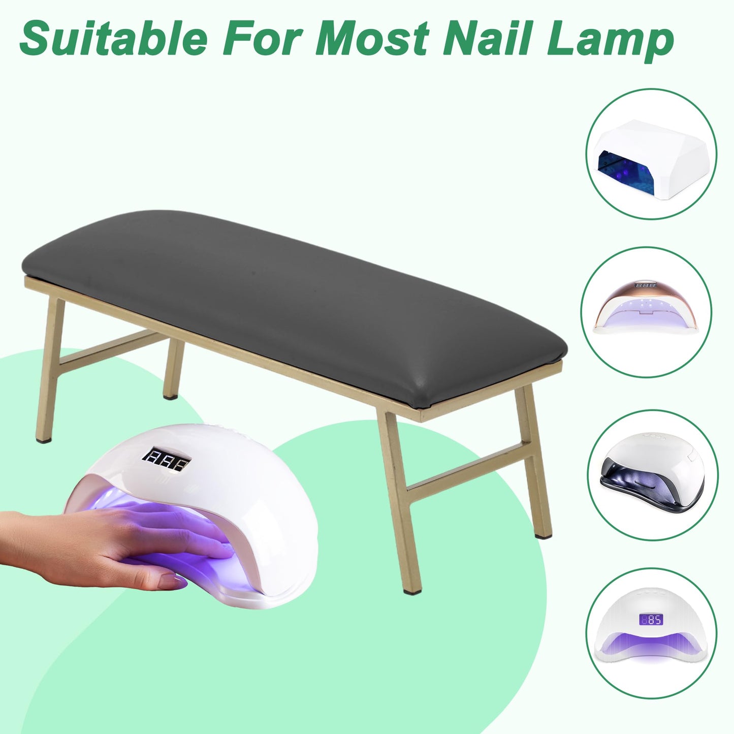 VOCOSTE 1 Set Arm Rest for Nails Tech, Non-Slip Nail Arm Rest, Manicure Hand Rest with Nail Table Mat, Hand Rest for Nails Tech, Nail Hand Rest, Black