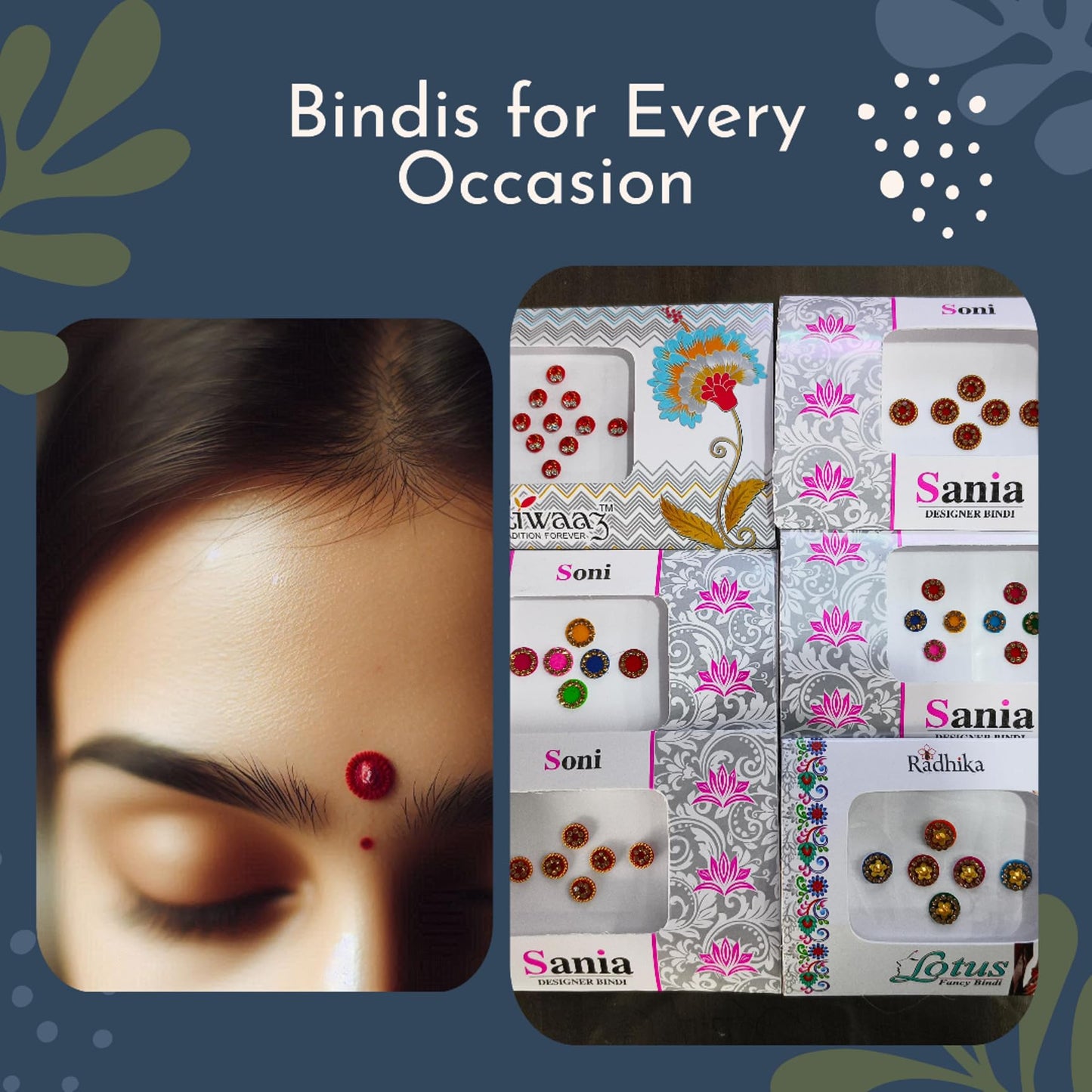 Indian Designer Multicolour Bindi Pack of 5 | Glitter Sparkle Crystal Diamond Stone Bindis | Self-Adhesive Bollywood Style Forehead Stickers | Reusable Body Art Jewel for Women & Girls