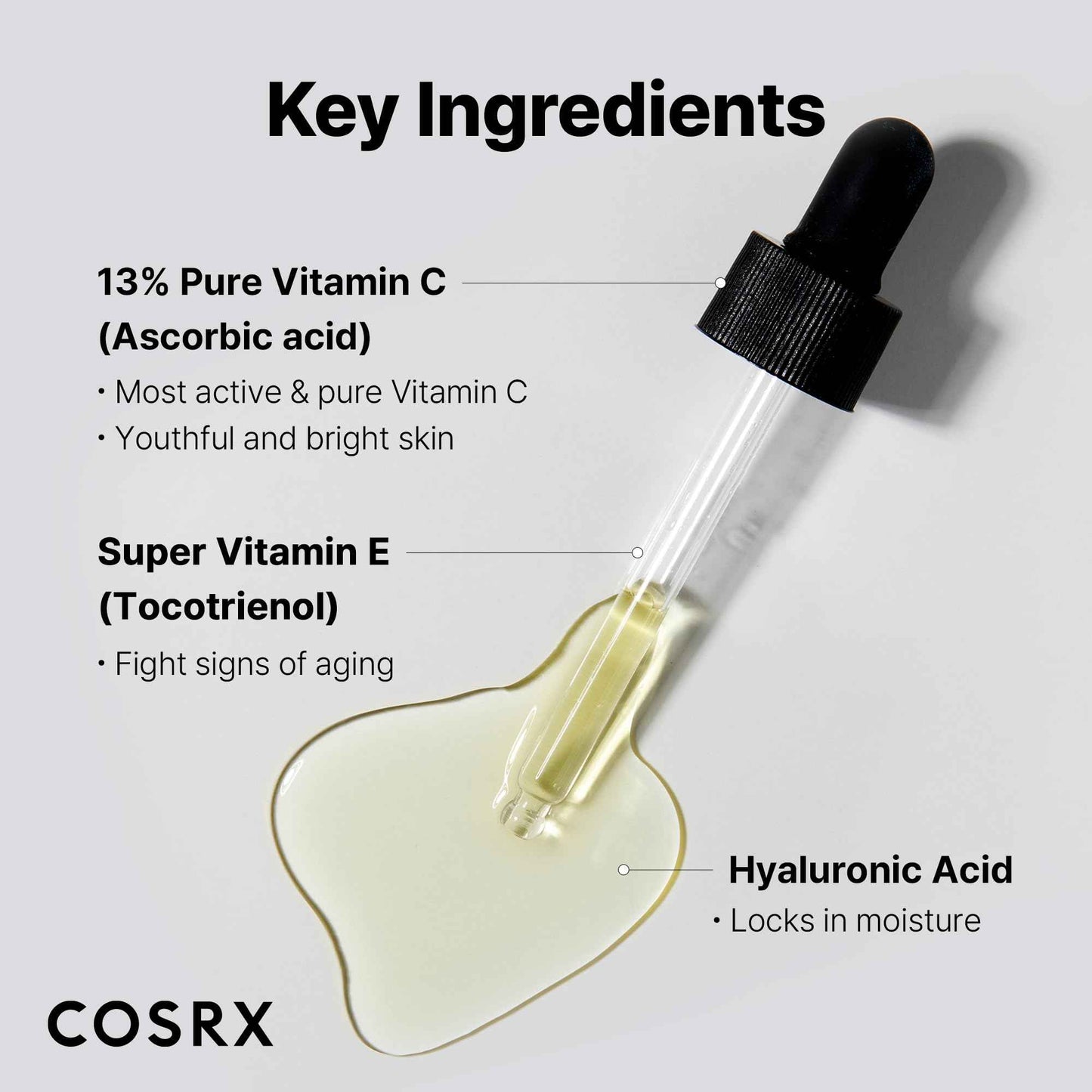 COSRX Pure Vitamin C 13% Serum with Vitamin E & Hyaluronic Acid, Hydrating Facial Serum for Fine Lines, Uneven Skin Tone & Dull Skin, 0.67fl.oz/20ml, Korean Skin Care