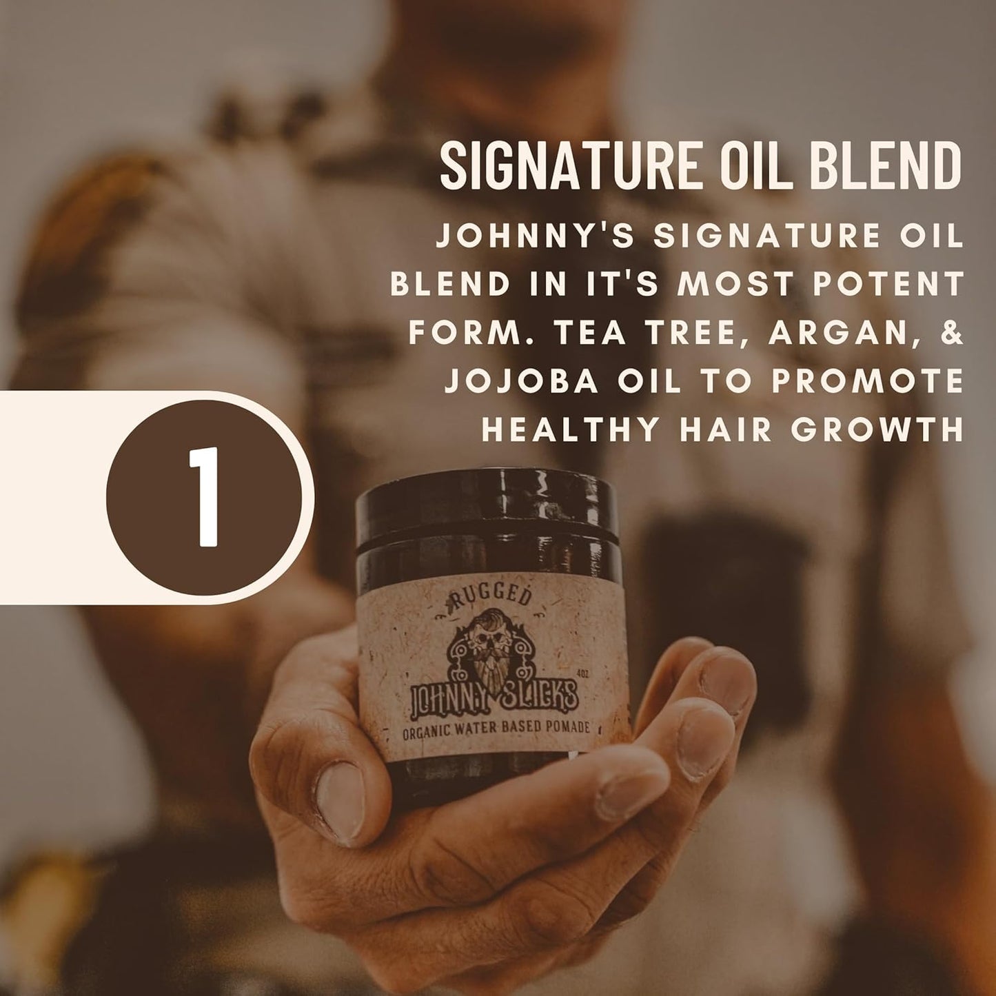 Johnny Slicks Water Based Pomade - Strong Hold, High Shine | Organic Hair Styling for Men - 4 Ounce Rugged