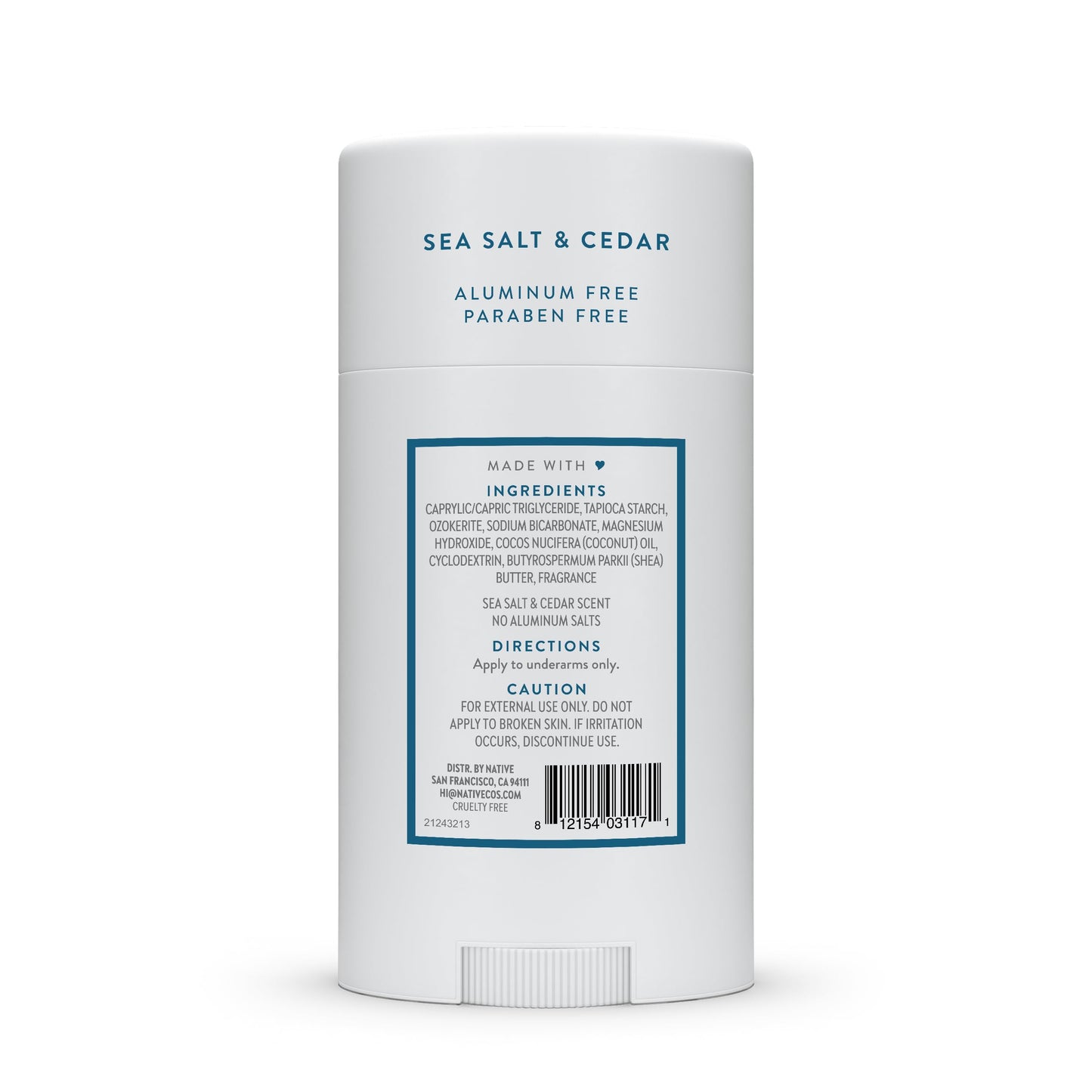 Native Deodorant Contains Naturally Derived Ingredients, 72 Hour Odor Control, Deodorant for Women and Men, Aluminum Free, Sea Salt & Cedar 2.65oz
