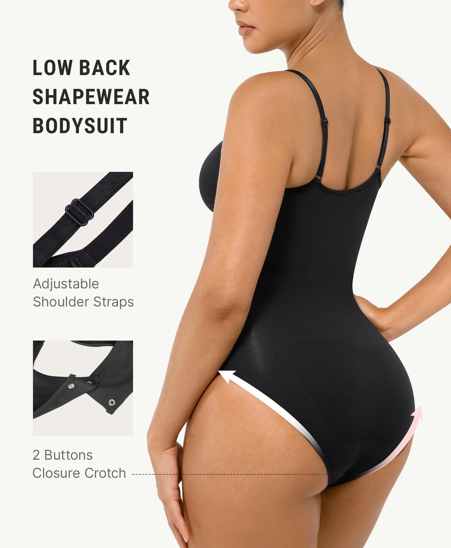 FeelinGirl Body Shaper Tummy Control Shapewear Bodysuit for Women Seamless Shaper Black M-L