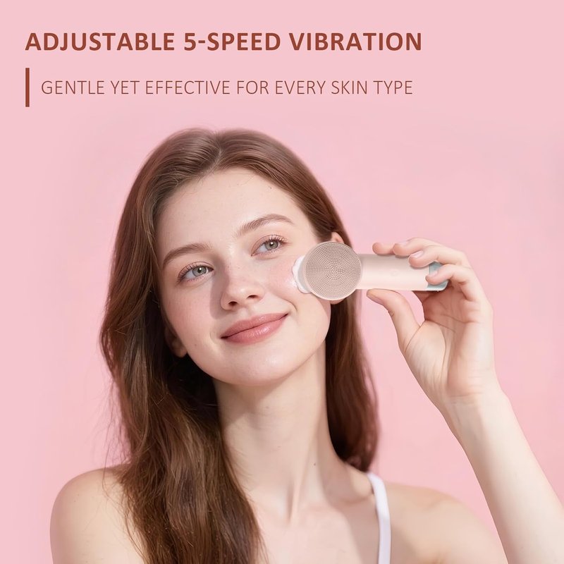 Ultra-Soft Silicone Electric Face Scrubber - Rechargeable 2-in-1 Heating & Exfoliating Brush | Gentle Deep Cleansing Tool