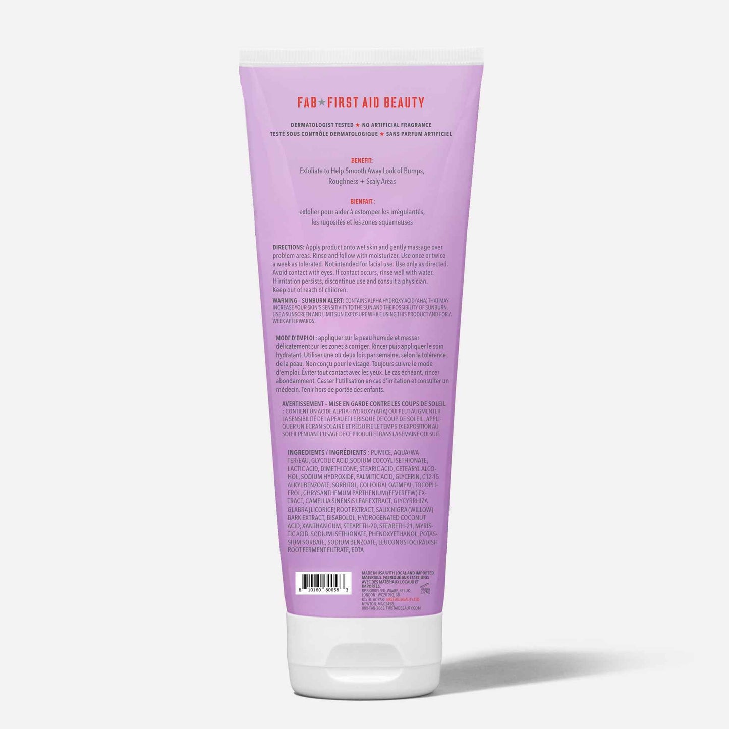 First Aid Beauty - KP Bump Eraser Body Scrub with 10% AHA, Keratosis Pilaris Skin Exfoliater with Glycolic and Lactic acids, Helps Reduce Chicken Skin Bumps, Safe for Sensitive Skin, 4 oz