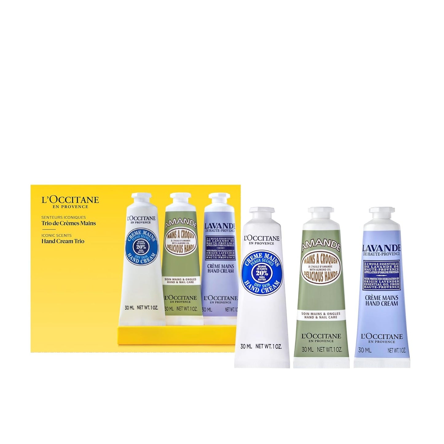 L’Occitane Hand Cream Classics Set - Moisturizing Trio for Dry Hands & Nails | Travel-Sized Vegan Creams