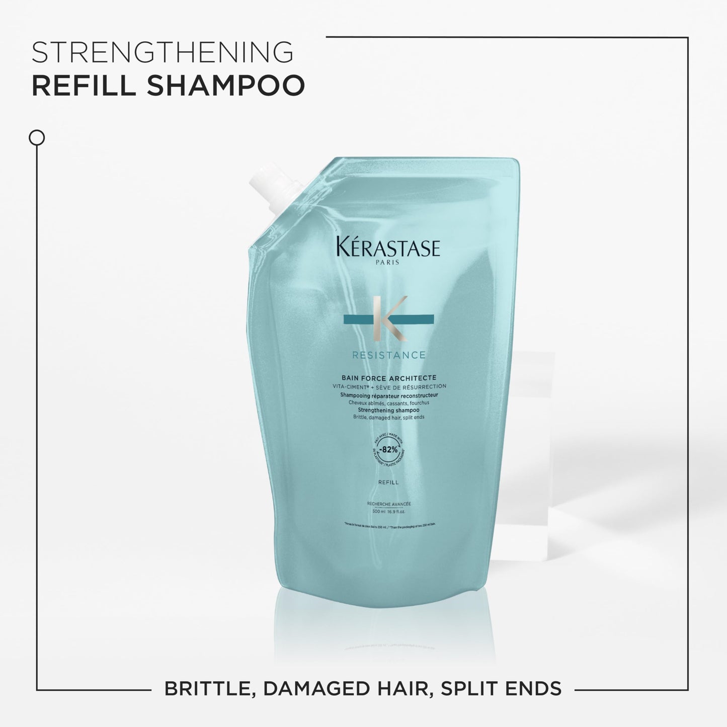 Kerastase Resistance Force Architecte Shampoo - Reconstructing Repair Shampoo For Weak and Damaged Hair, Formulated With Pro-Keratine Complex, 16.9 Fl Oz (Refill)