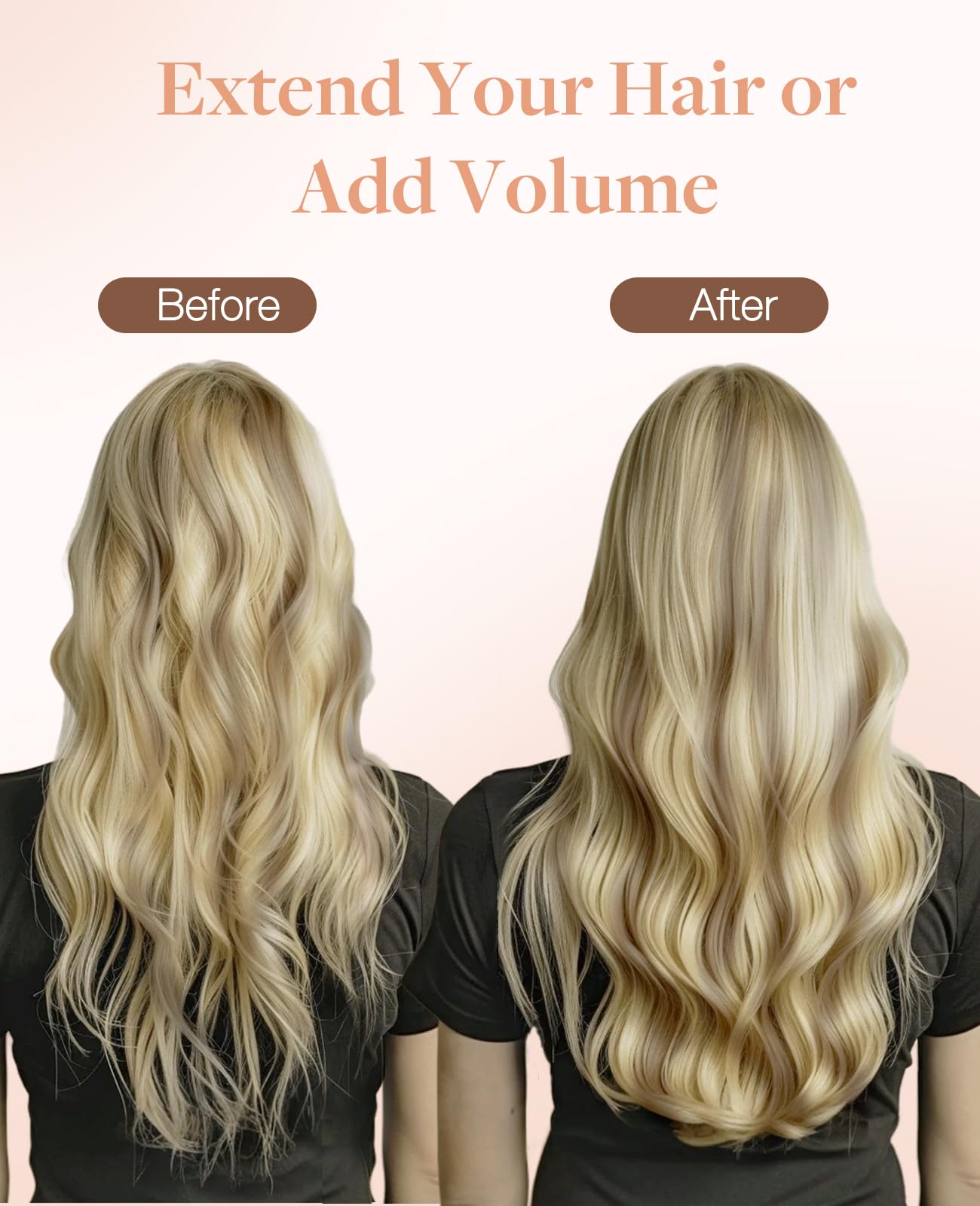 GOO GOO Invisi Edge Tape in Hair Extensions Human Hair, 18A/613A Dark Blonde Highlighted Bleach Blonde, 6pcs 20inch 18g, Virgin Remy Hair, Seamless Injected Tape, Natural Look