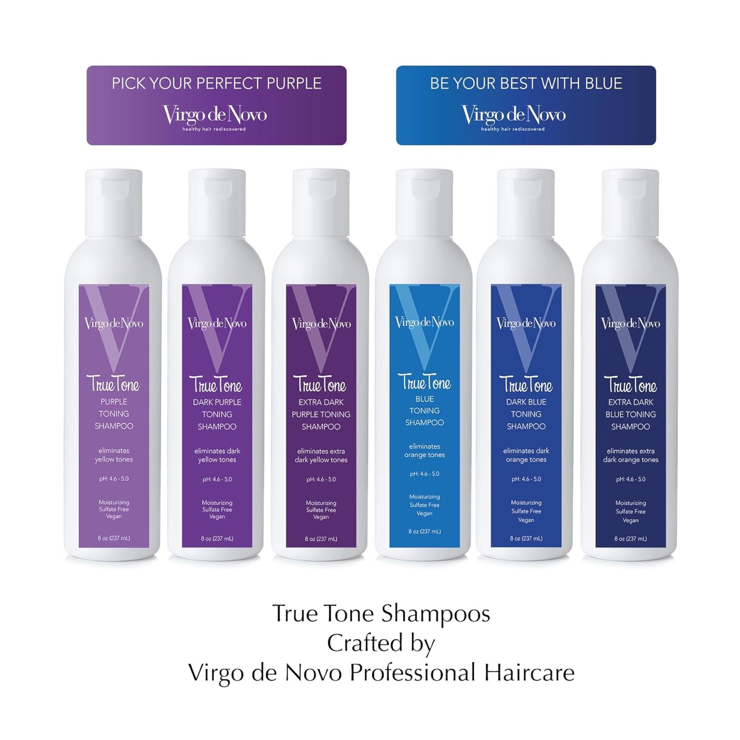 Virgo de Novo Dark Purple Toning Shampoo - Neutralizes Brassiness, Brightens Blonde & Grey Hair | Sulfate-Free, 8 oz