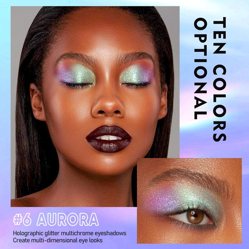 Glitter Eyeshadow Liquid Set - 5Pc Multichrome Metallic Holographic Eye Toppers | Long Lasting & Smudgeproof
