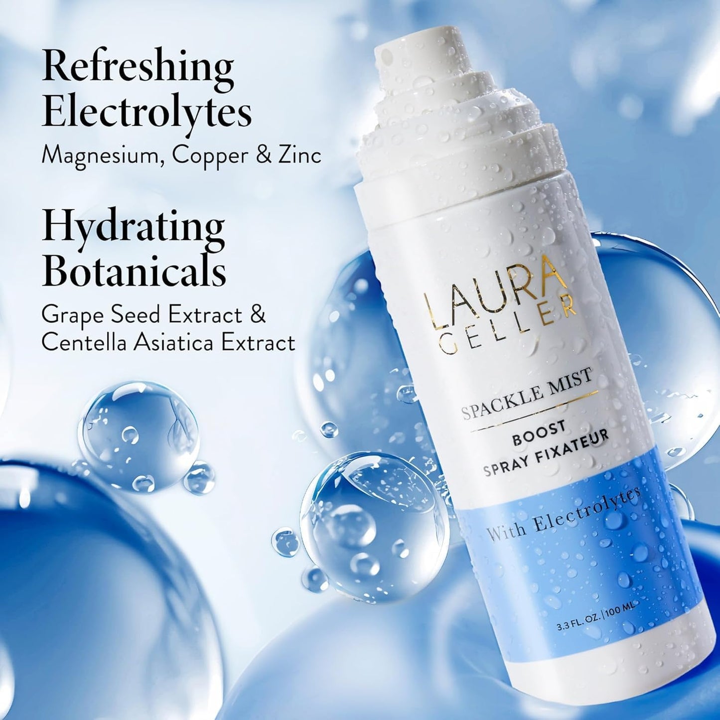 Laura Geller Spackle Mist Boost Setting Spray - Long-Lasting Makeup with Electrolytes & Blue Light Protection | Dewy Finish