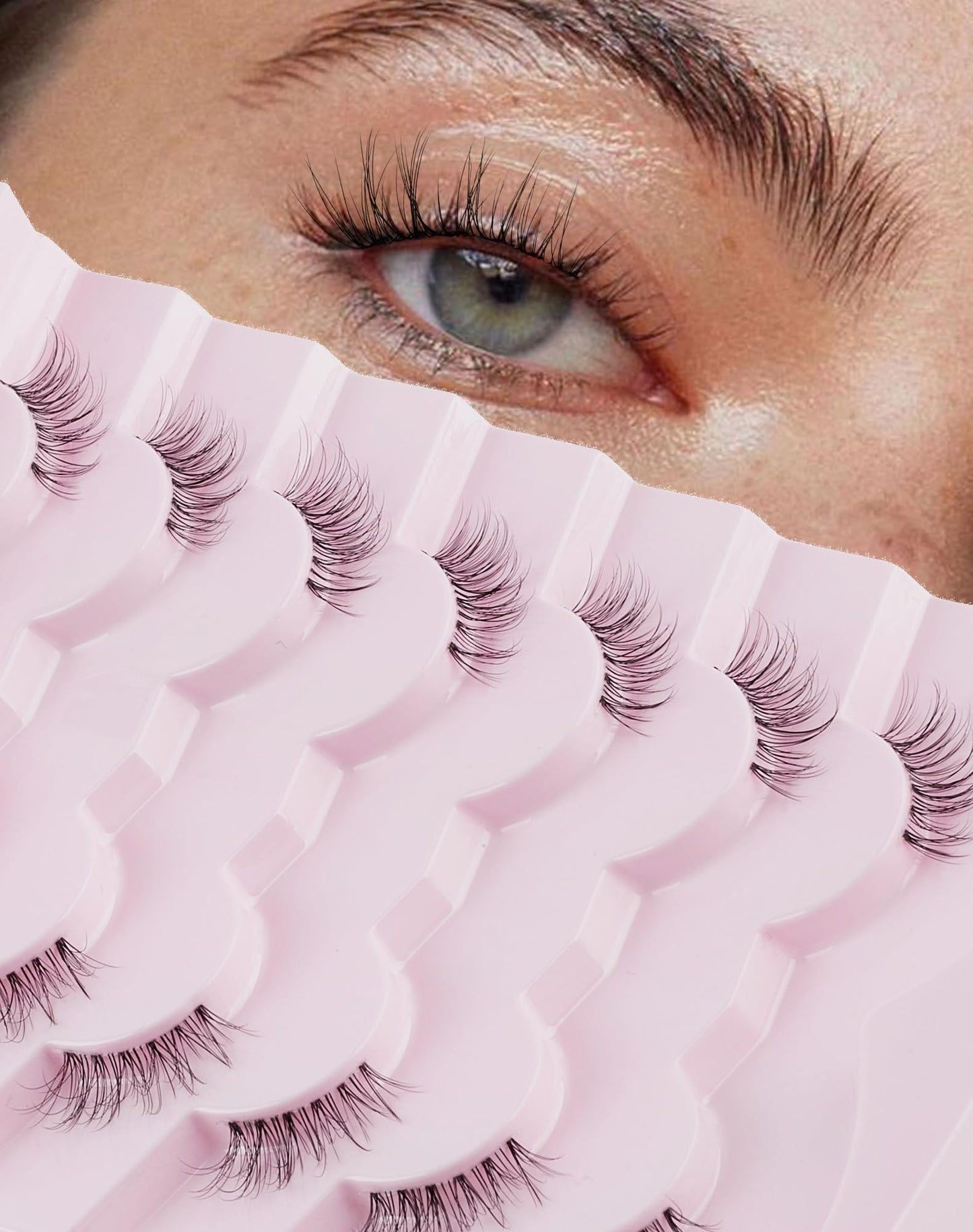 Easeful Half Lashes Natural Corner Eyelashes Wispy Natural Look Clear Band 3/4 Lashes Half-01