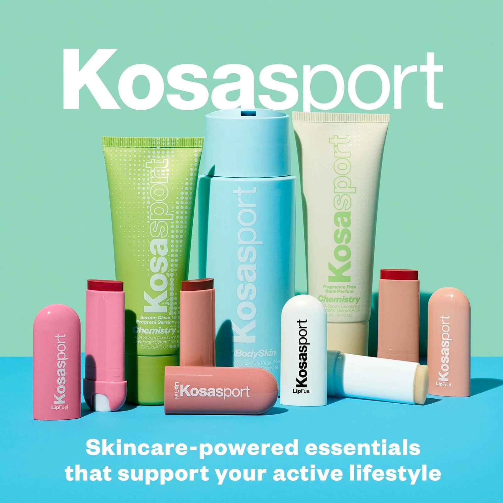 Kosas Chemistry Deodorant - Aluminium and Baking Soda Free + BO-Fighting AHA Serum that Exfoliates, Softens, and Nourishes the Skin, (Beachy Clean)