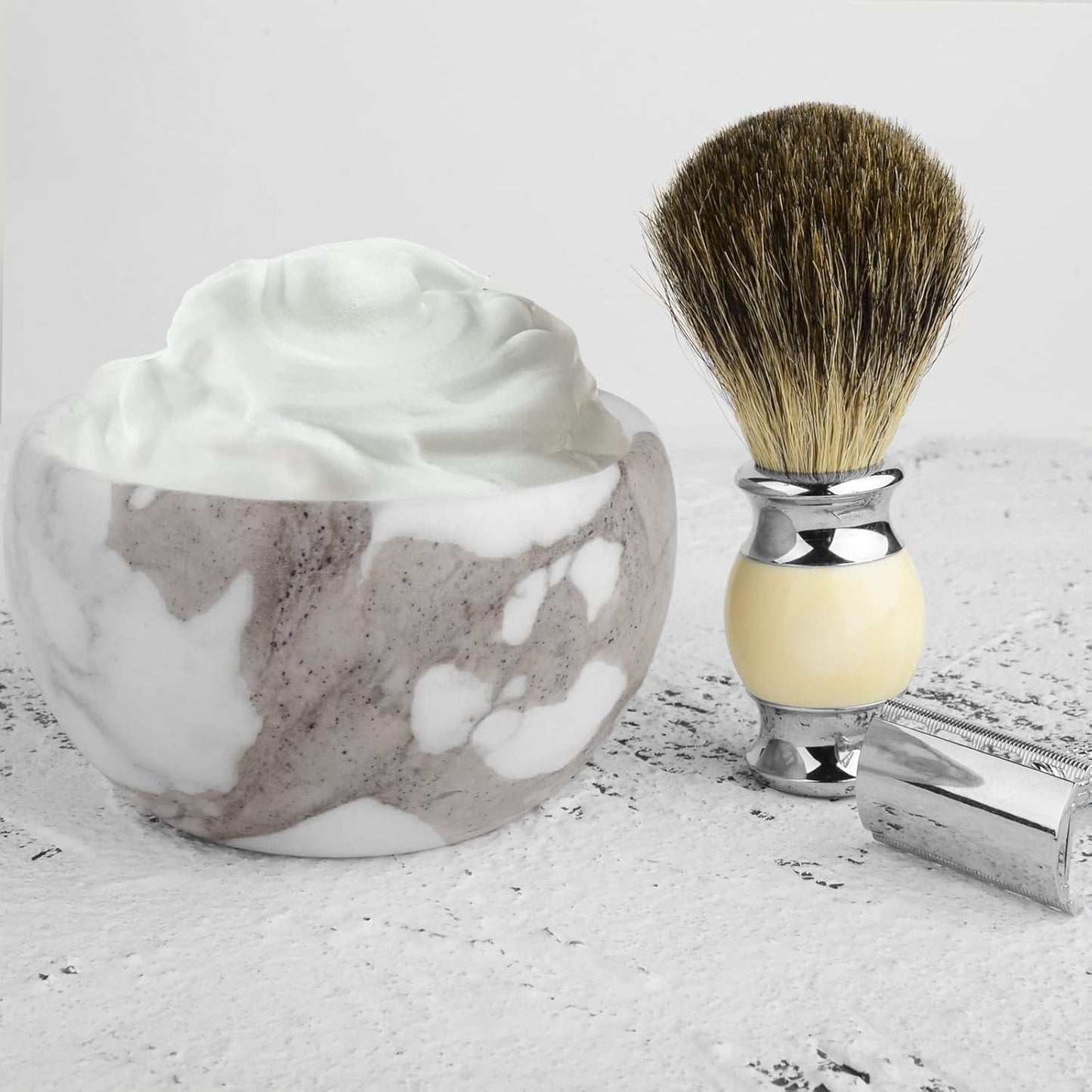 Marble Shaving Bowl - Modern Design Shaving Cream Cup | Large Capacity 4" x 2" (10cm x 6.5cm)