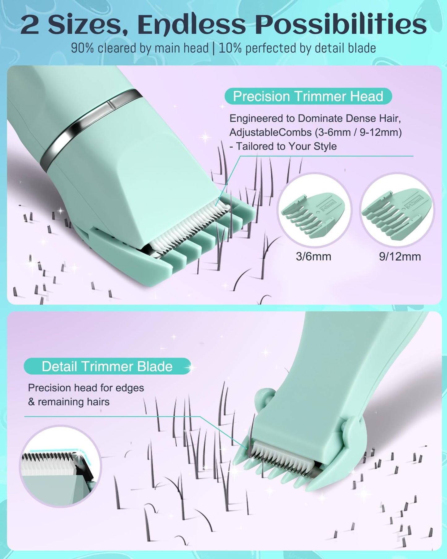 Bikini Trimmer Women,Electric Razor for Pubic Hair Women's Foil Shaver Rechargeable Shaver Removal with Snap-in Ceramic Blades,IP7X Waterproof,Wet and Dry Use,Green
