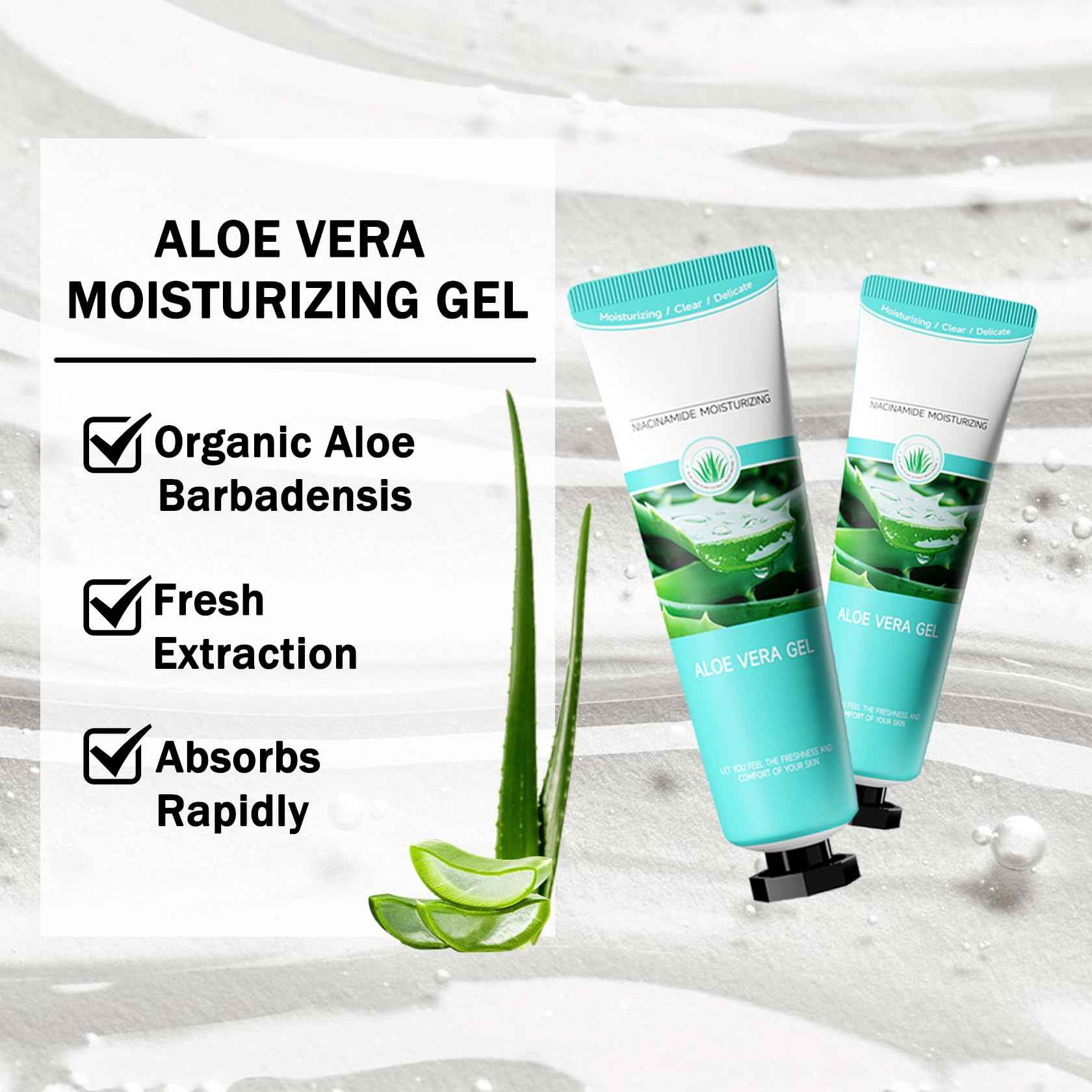 WENJLYJ 16PCS Travel Size Aloe Vera Gel,Soothing After Sun Lotion for Face and Body,Organic Hydrating Aloe Vera Gel for After Sun Care,Instant Cooling,Refreshing Face Moisturizer Set, 1.05 Oz