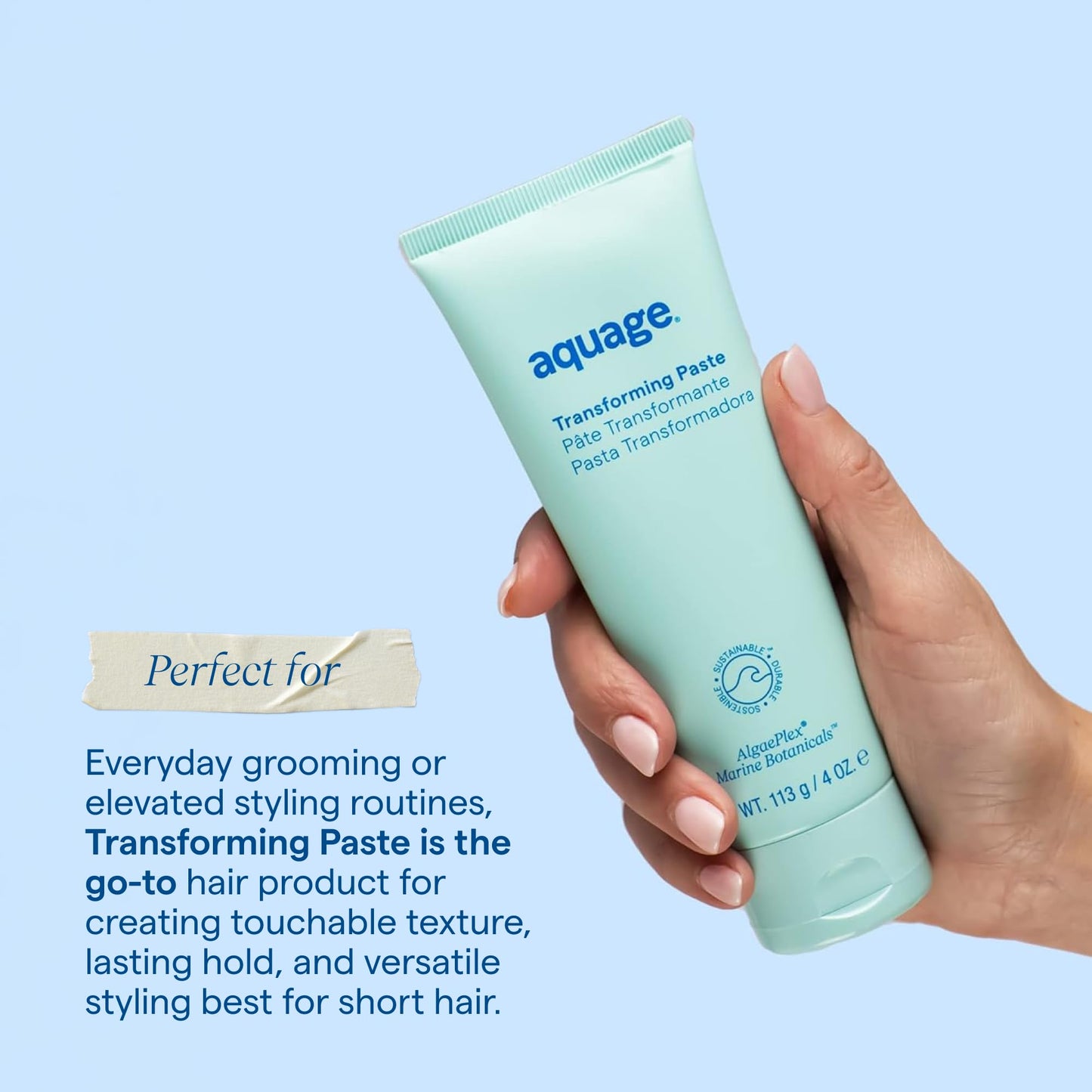 Aquage Transforming Paste - Texturizing Hair Paste for Women and Men - Matte Styling Cream with Flexible Hold and Definition for Short Hair (5 oz)